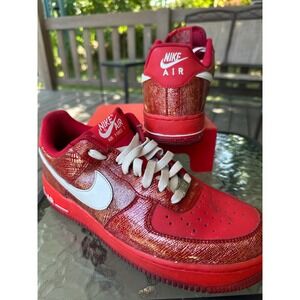 RARE Nike Air Force 1 Red Snake Lizard Patent Leather Sneakers‎ Mens 10 Vintage